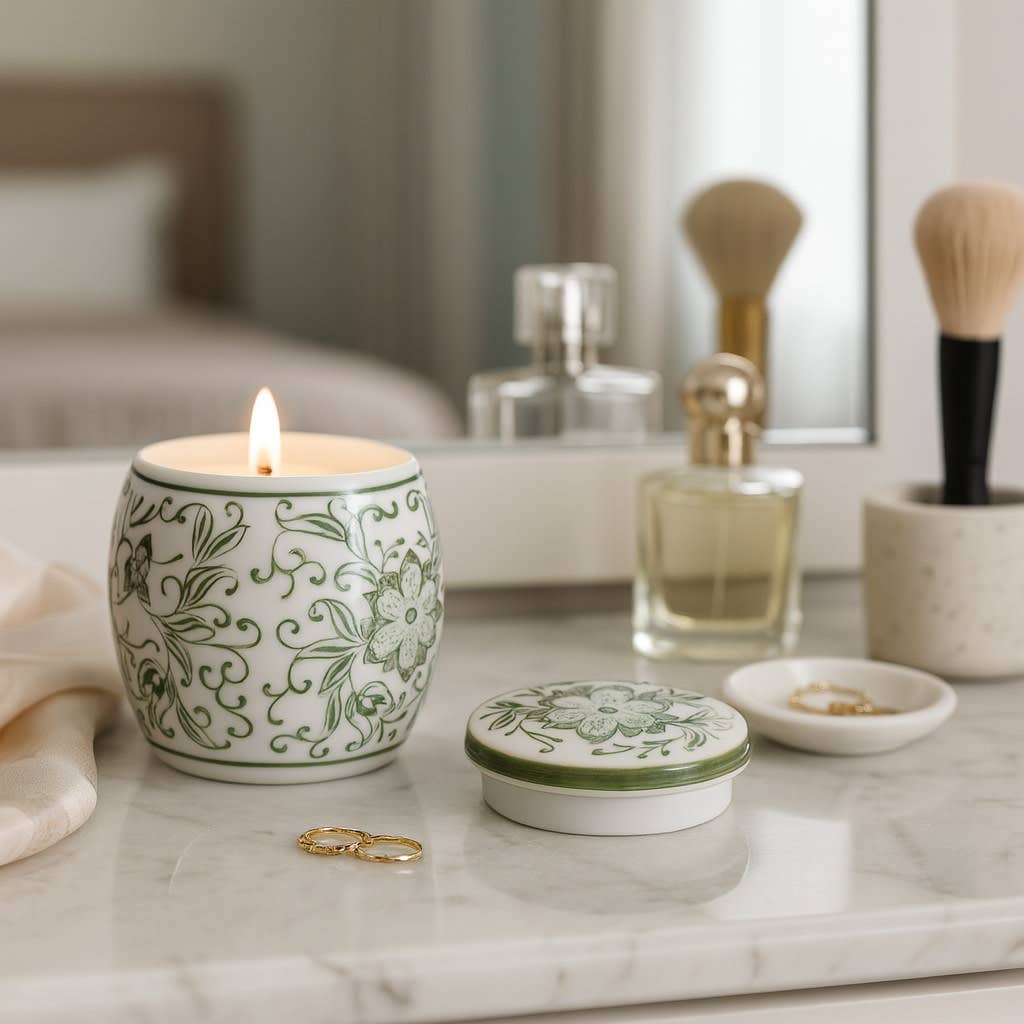 Scented Candle - Lavender Verbena Soy Wax Ceramic Lid,8.5Oz.