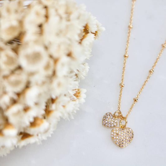 CZ Double Heart Necklace