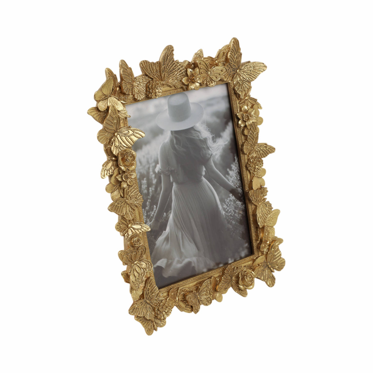 Picture Frame - Gold Polyresin Butterfly in Bloom  5x7 in.