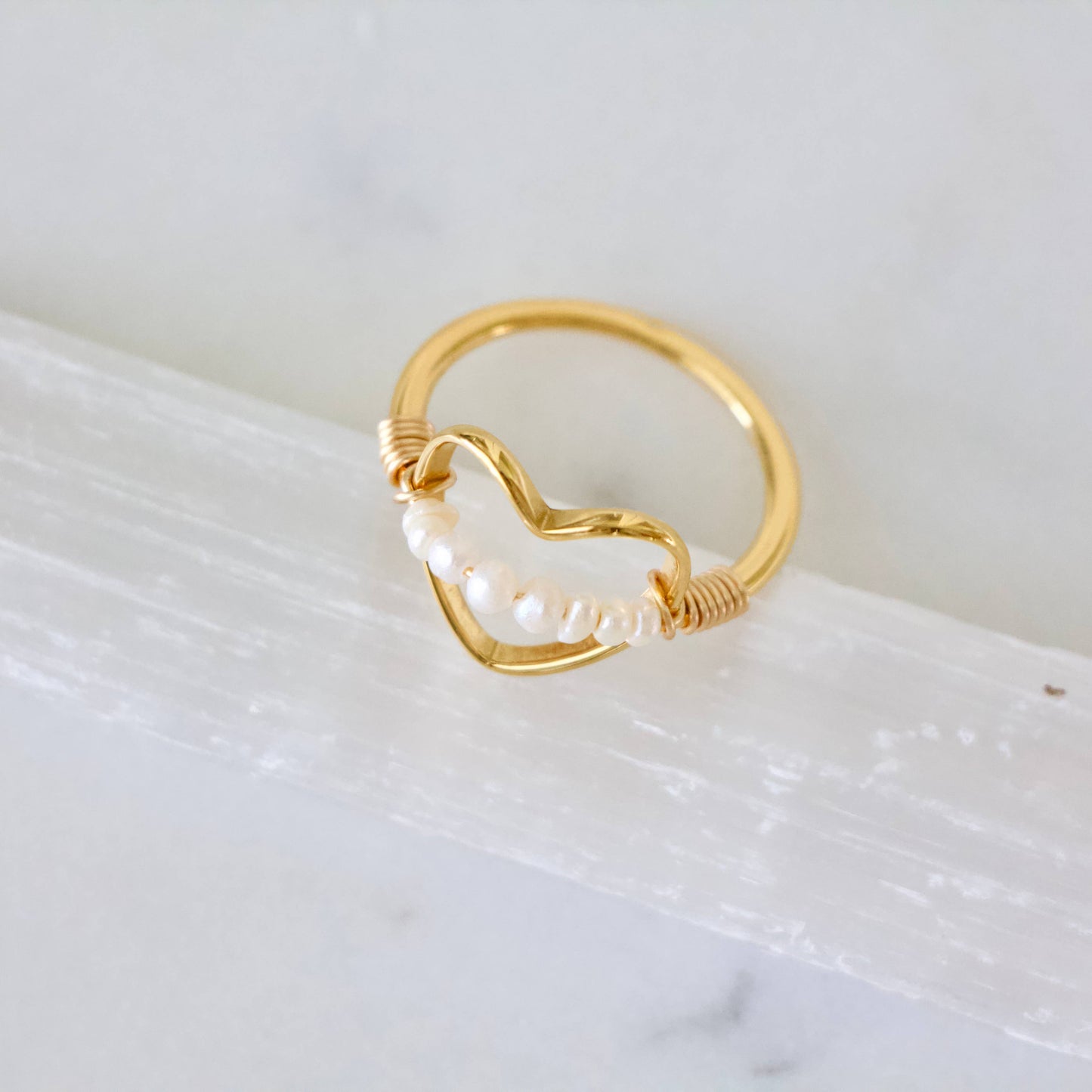 Pearl Heart Ring - Tarnish Free