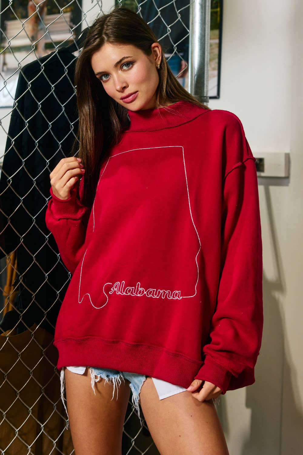 IT2594S-AR | 'Arkansas' State Map Embroidered Mock-neck
