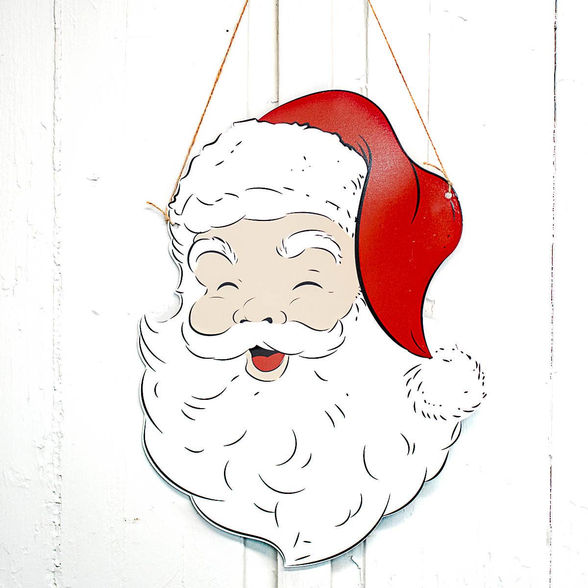 Santa Door Hanger   White/Red  14.75x19.75