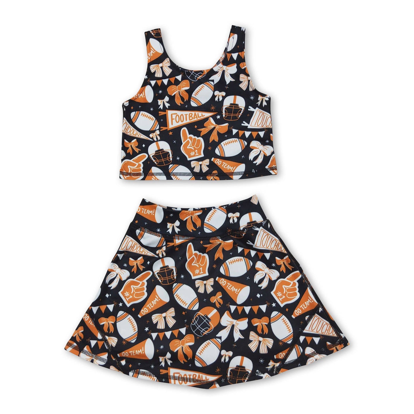 Straps orange bow football girls athletic dresses