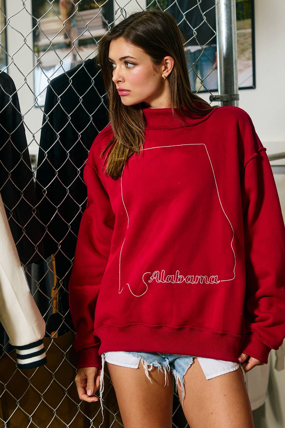 IT2594S-AR | 'Arkansas' State Map Embroidered Mock-neck