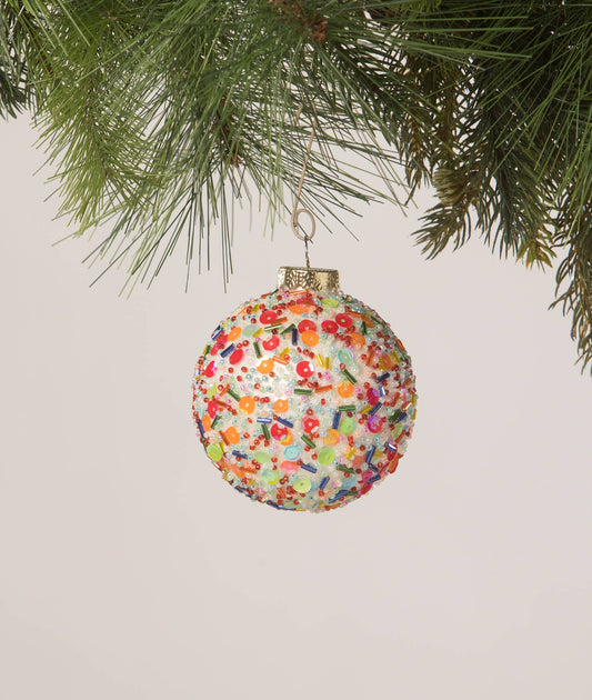 Rainbow Beaded Ball Ornament