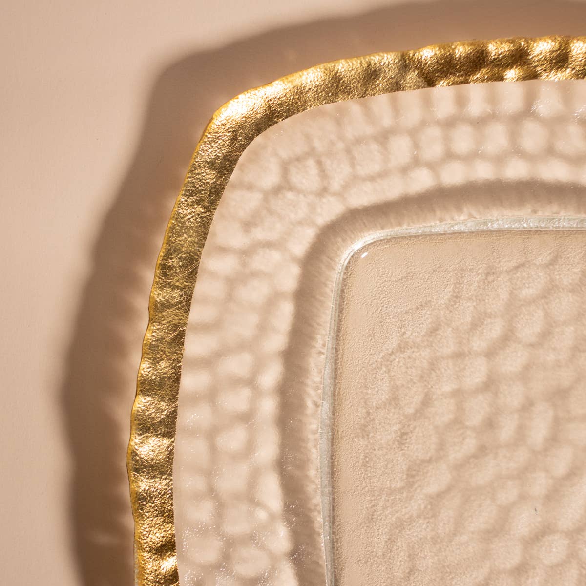 Palmer Textured Glass Plate Clear/Gold 12.25x12.25
