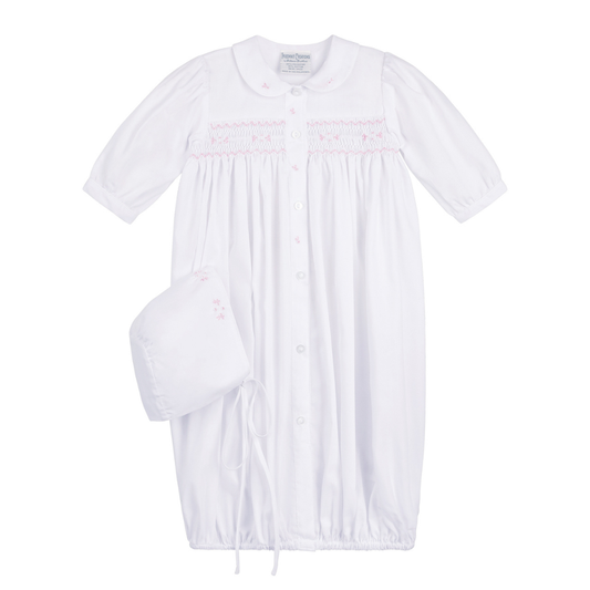 Preemie Girls Smocked Bud Take Me Home Gown With Bonnet
