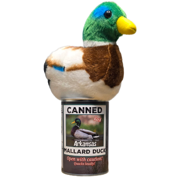Arkansas Edition - Canned Mallard Duck Plush w/Sound in Can