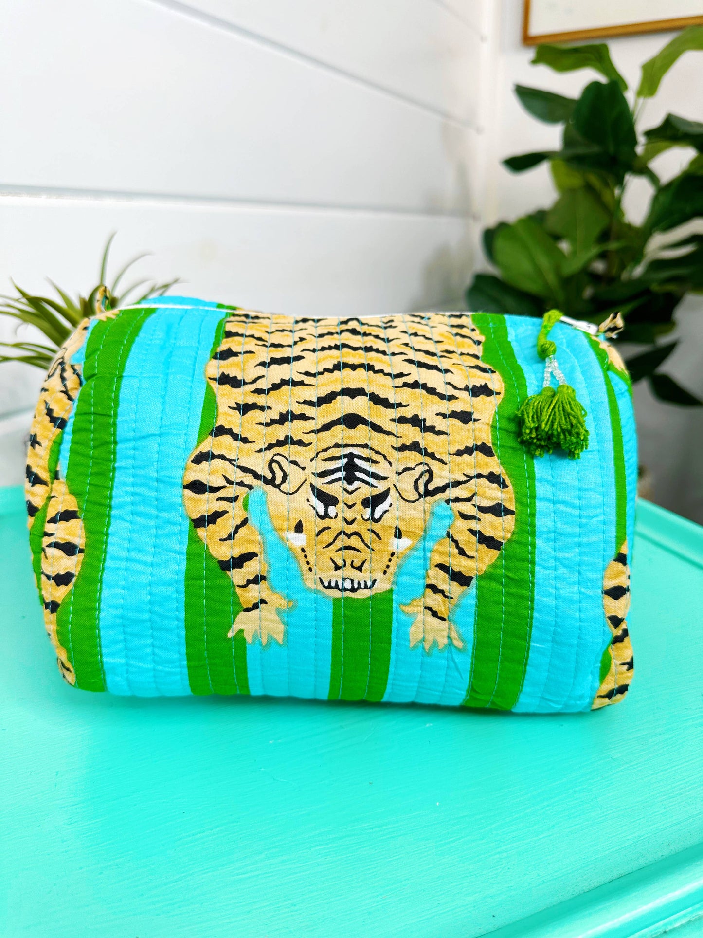 Cosmetics Bag | Quilted Makeup Bags | Toiletry Bag | Tiger