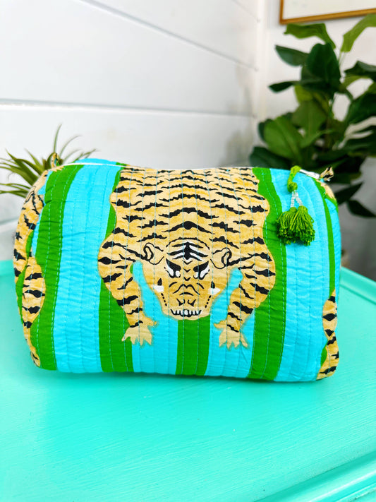 Cosmetics Bag | Quilted Makeup Bags | Toiletry Bag | Tiger