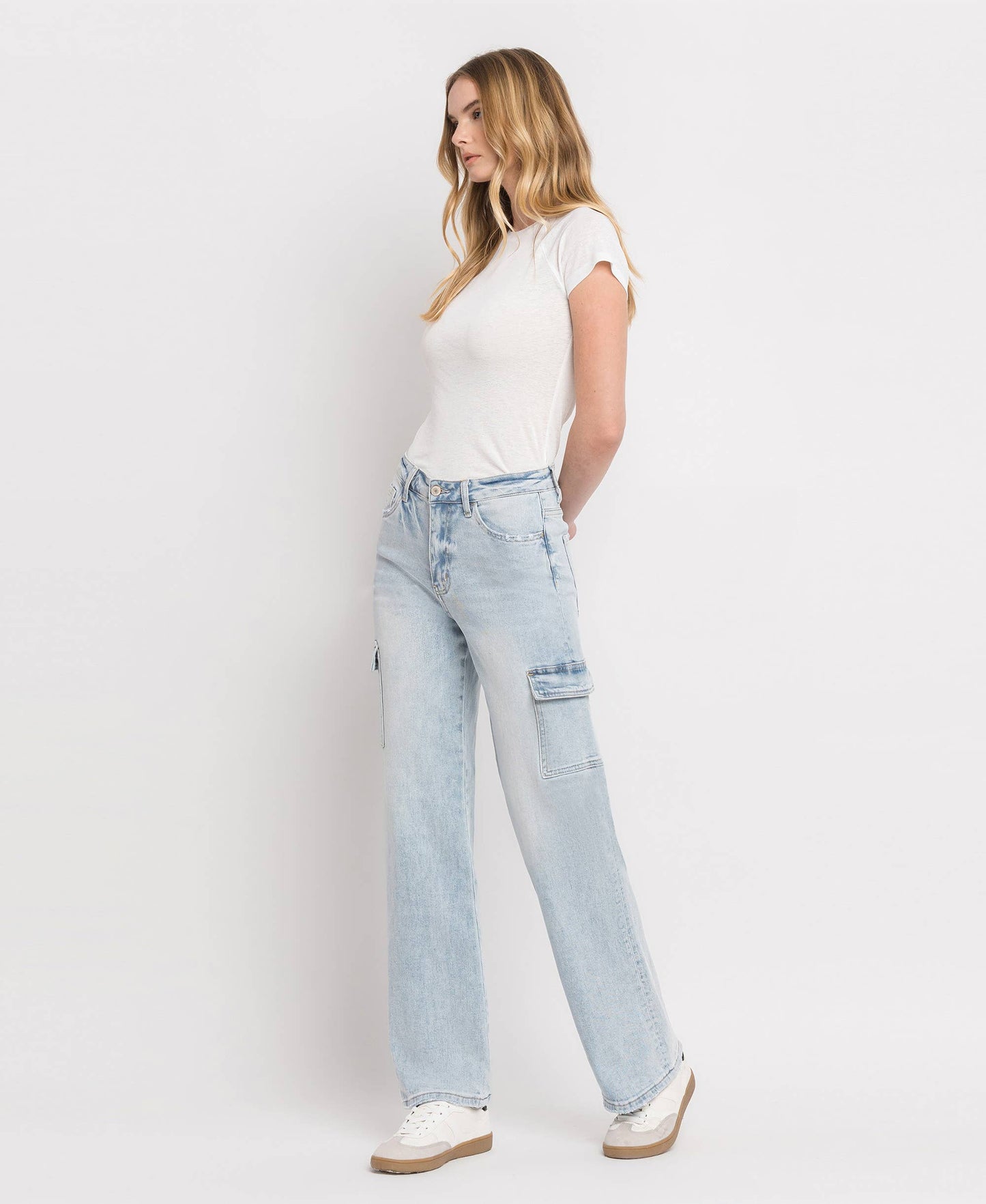 90'S VINTAGE SUPER HIGH RISE CARGO STRAIGHT JEANS T5790