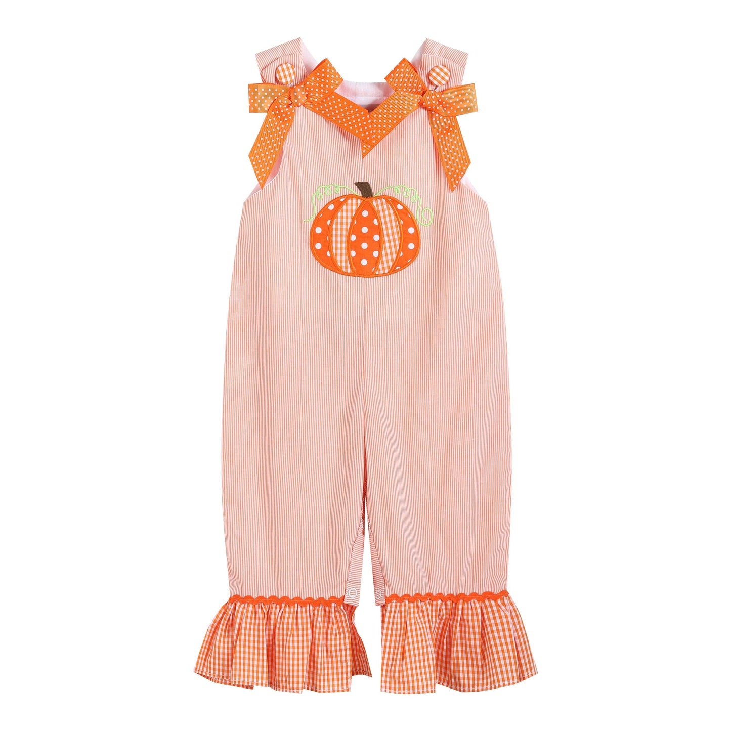 Orange Pinstripe Pumpkin and Bows Playsuit