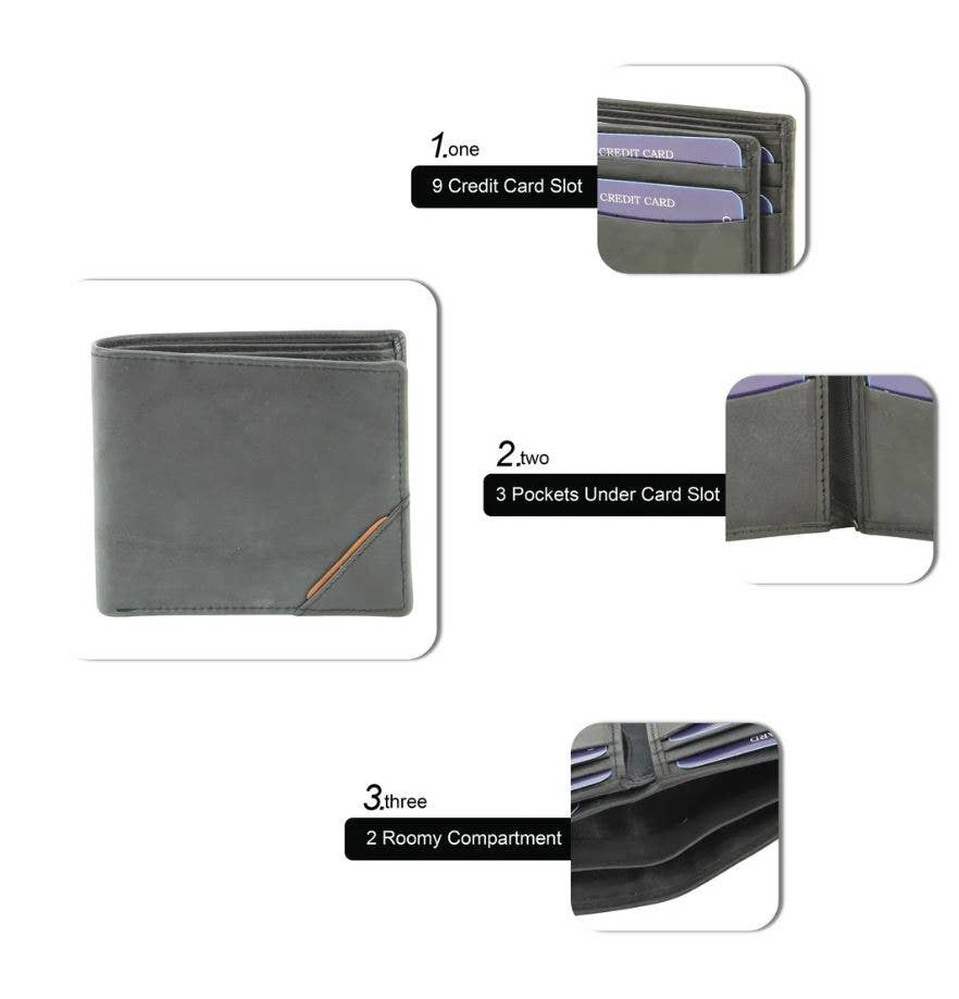 RFID Bifold w/Center I.D. Flap & Corner Contrast Notch 15715