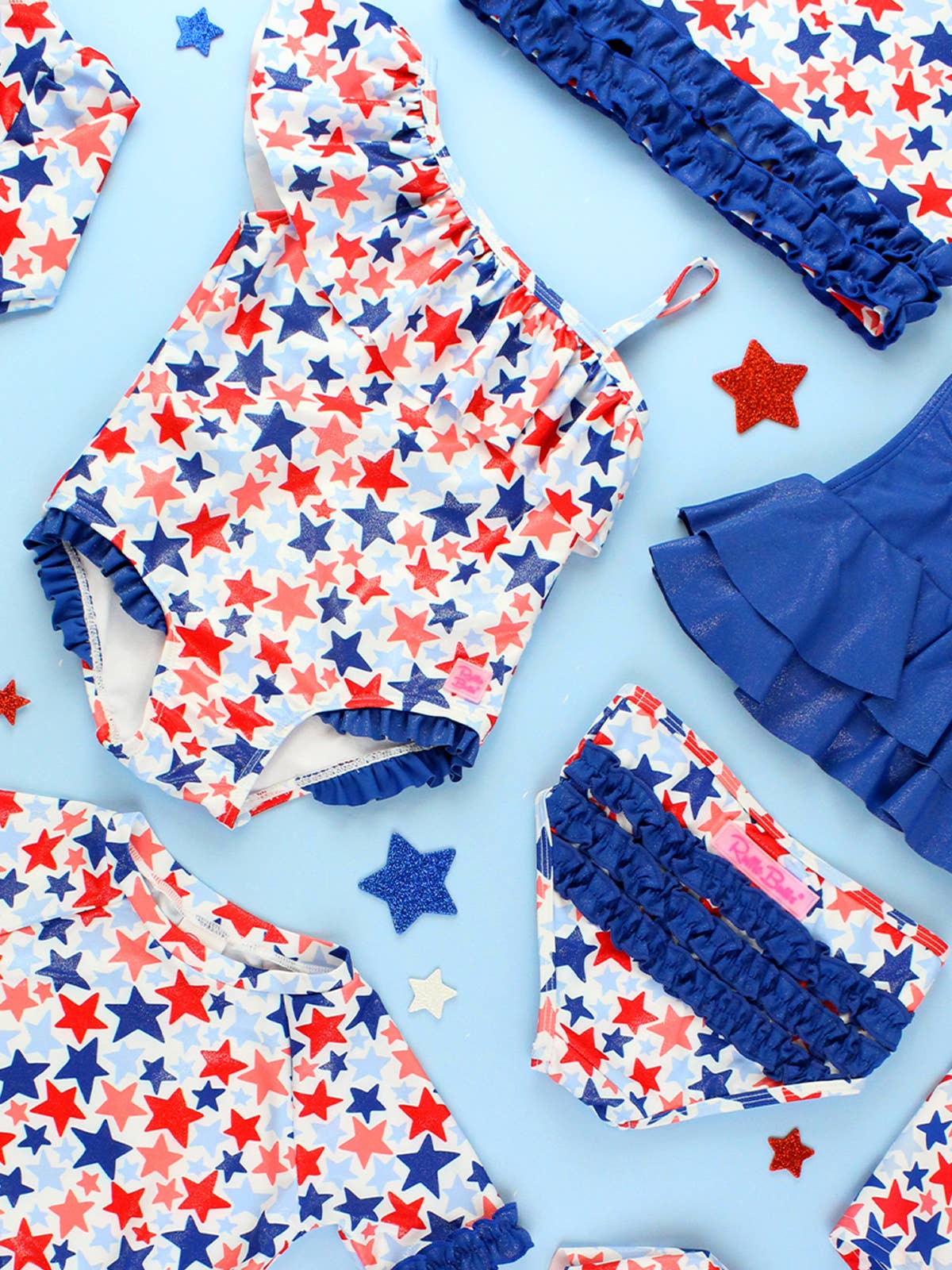 Shimmer Star Cross-Back One Piece Swimsuit