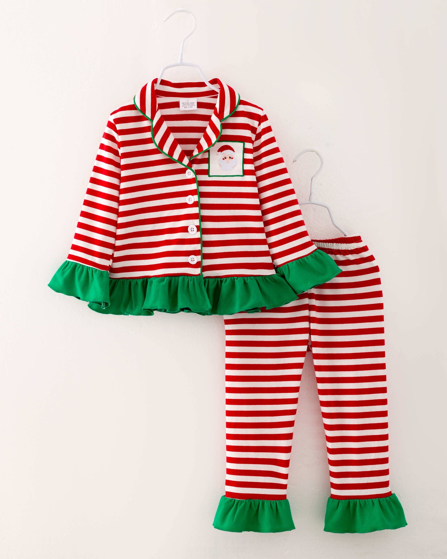 Christmas Stripe Ruffle Pajamas Set