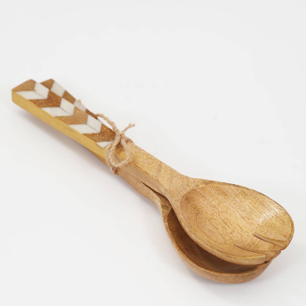 S/6 Wooden & Resin Assorted Salad Servers