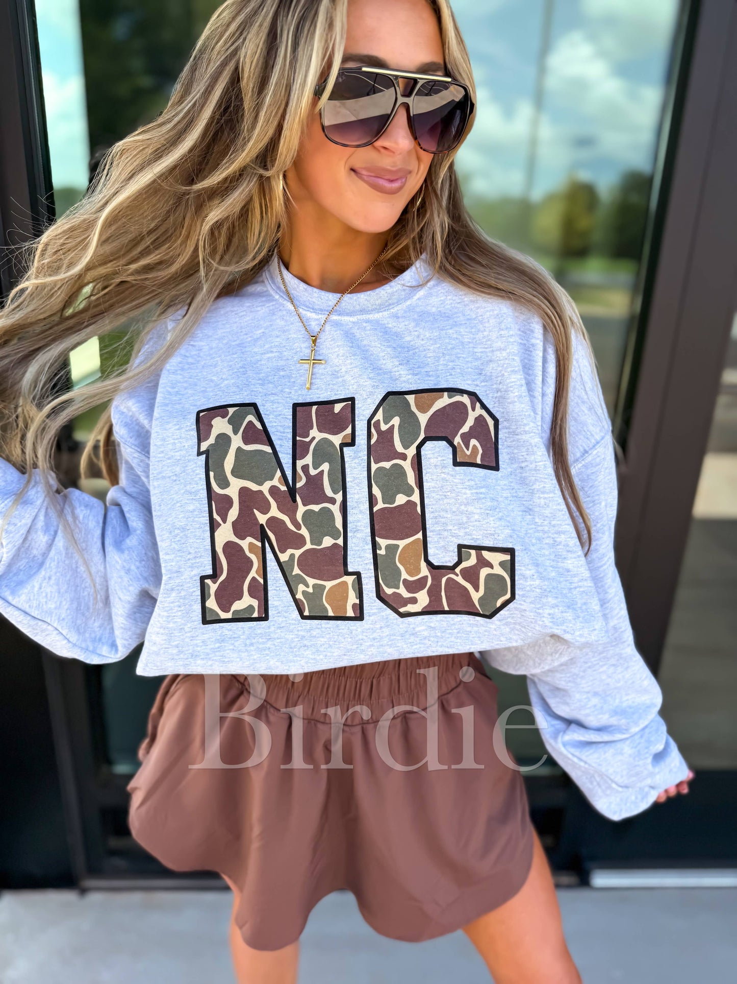 Custom Duck Camo State Ash Gray Graphic Crewneck