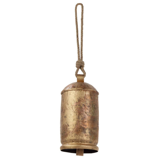 10.25" Long Gold Bell with Jute Christmas Décor