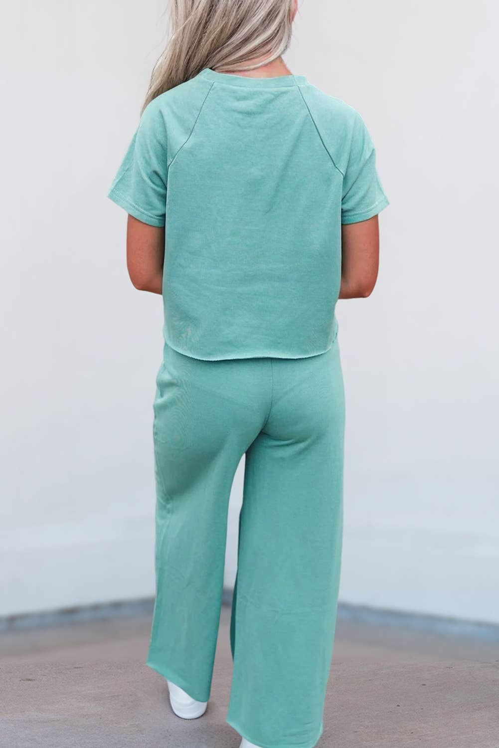 Raglan Short Sleeve Tee and Wide Leg Pants Set