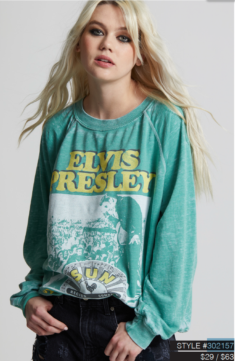 Sun Records X Elvis Ls Burnout Sweatshirt