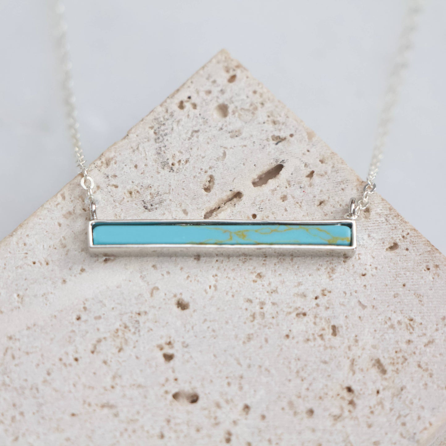 Turquoise, White Turquoise Bar Necklace