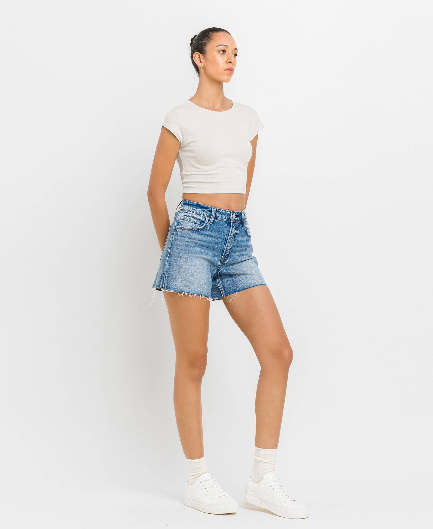 HIGH RISE WAIST CLEAN CUT A LINE SHORTS T6368