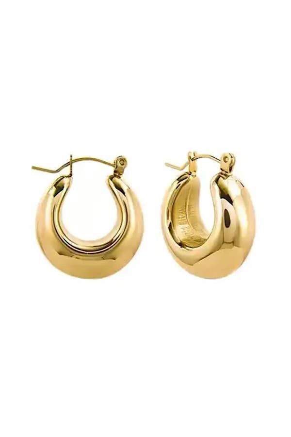 Natural Elements Chunky Gold Simple Hoop Earrings