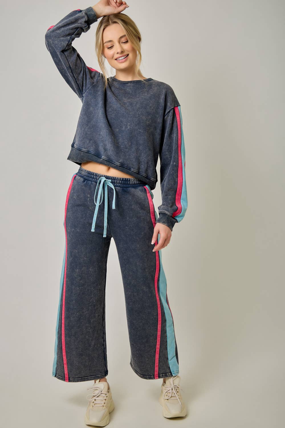 Color Block Terry Sweatshirt & Sweatpants