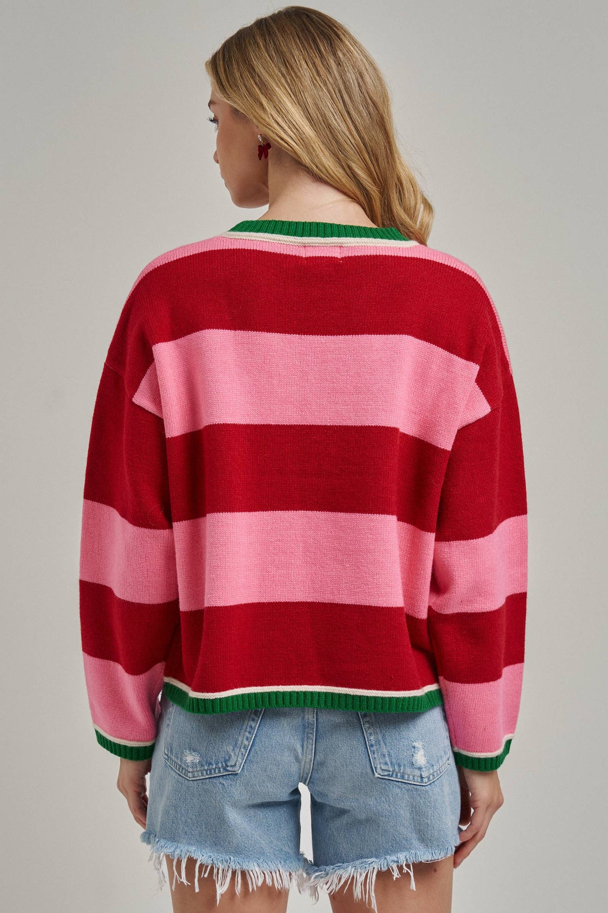 HOLIDAY CHRISTMAS STRIPE CASUAL COZY SWEATER_JLT00353-02
