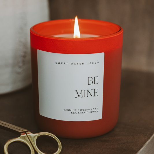 “Be Mine” 15 oz Soy Candle, Red Matte Jar - Valentine's Day