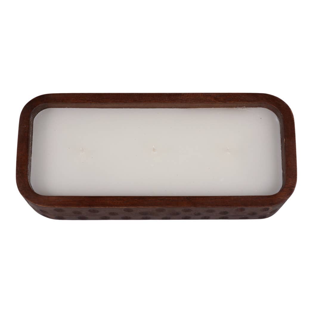 Scented Candle - Vanilla Soy Wax Brown Wood Hammered, 18 Oz.