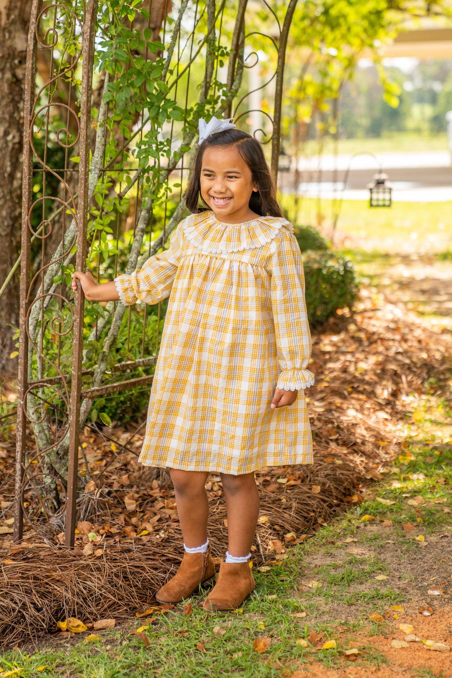 Hunter Mustard & Blue Plaid Kid's Dress