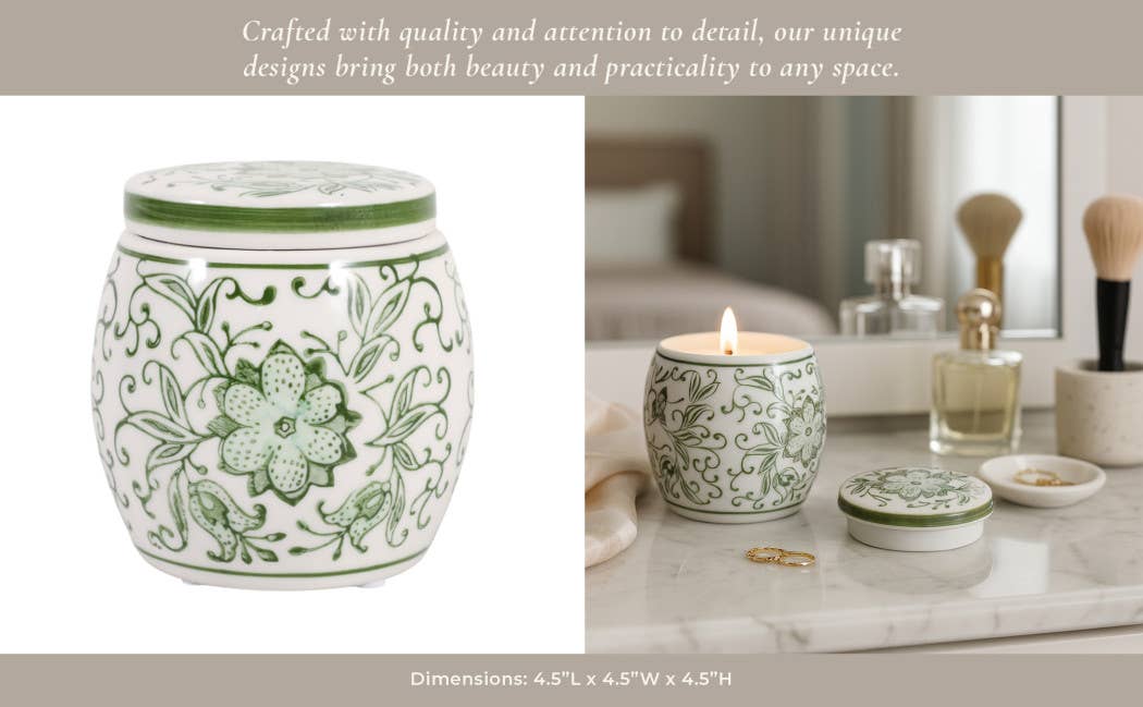 Scented Candle - Lavender Verbena Soy Wax Ceramic Lid,8.5Oz.