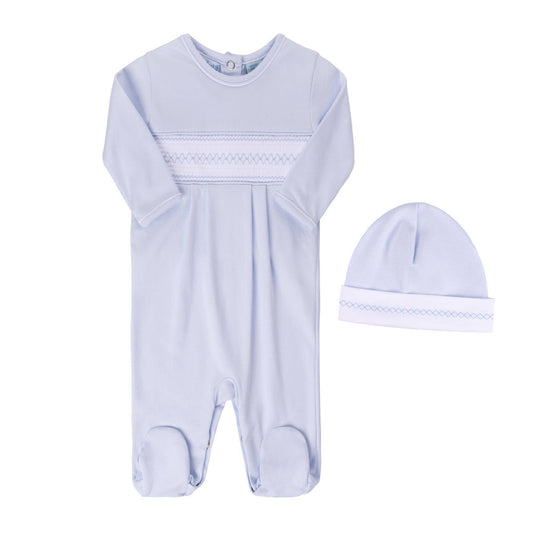 Baby Boy`s Smocked Argyle Romper with Hat