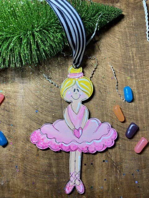 Sweet dance or ballerina hand painted Christmas ornament