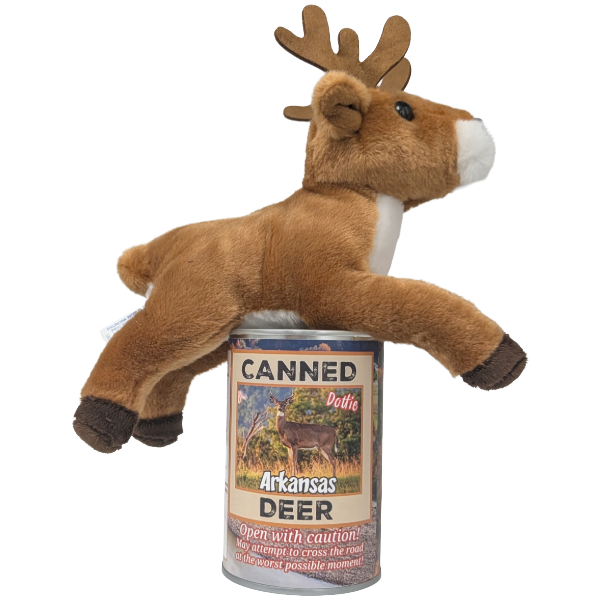 Arkansas Edition - Dottie the Canned Deer Plush in Can