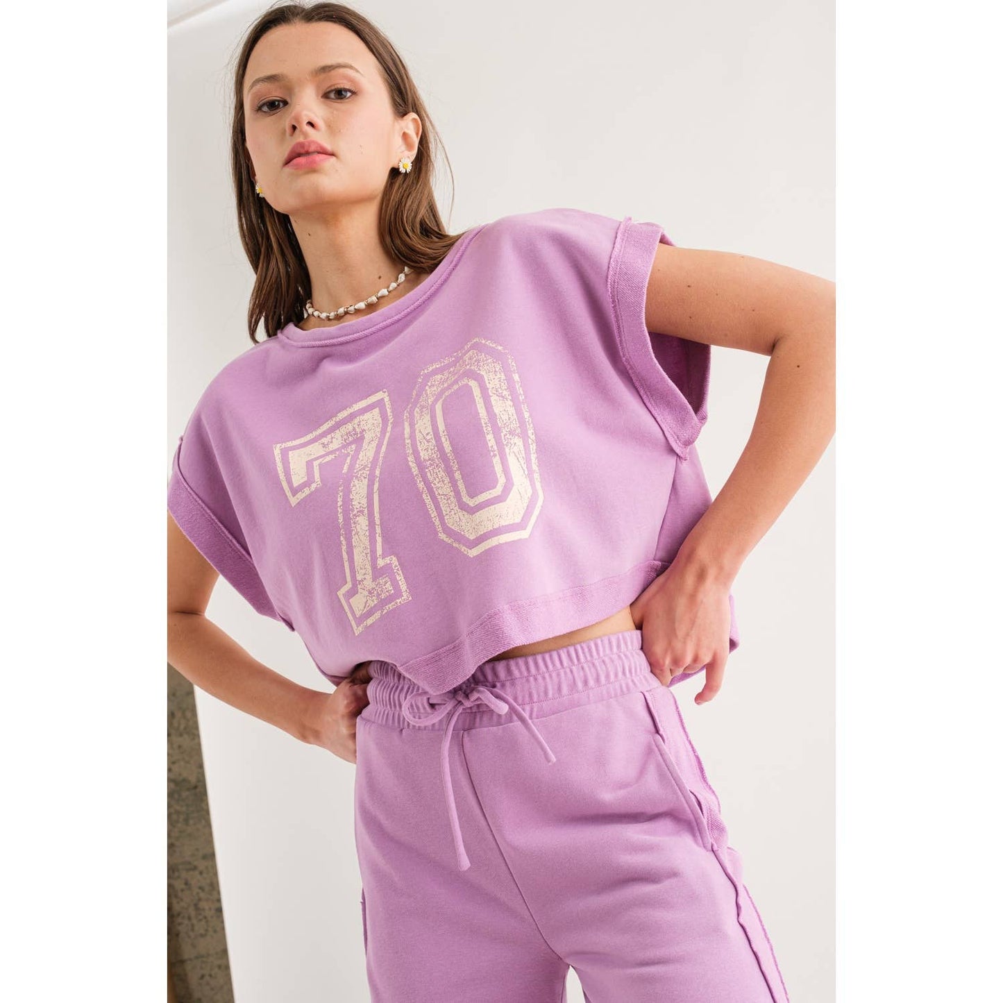 Drop Shoulder Back CutOut Graphic Top