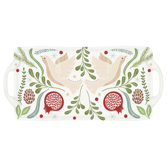 18" Melamine Tray Winter Berry Christmas