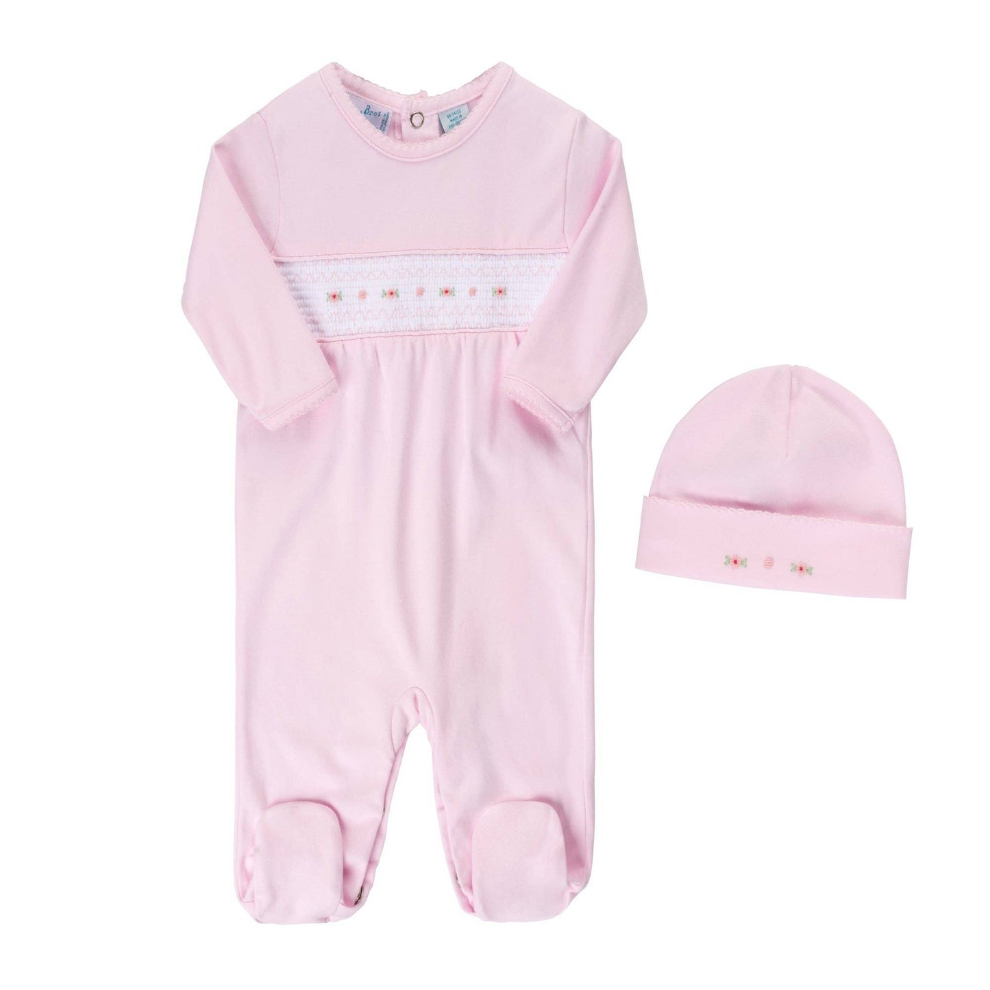 Baby Girl`s Smocked Flower Romper w/Hat