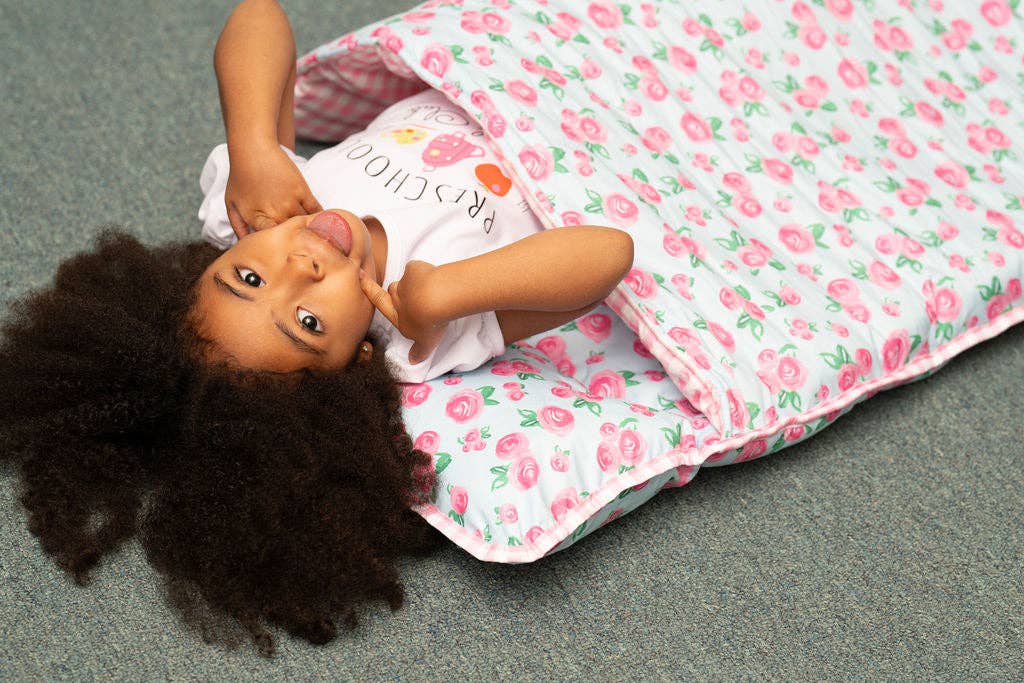 Watercolor Roses & Pink Gingham Nap Mat