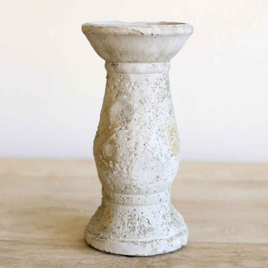 Candle Holder Antique White 4x7.75