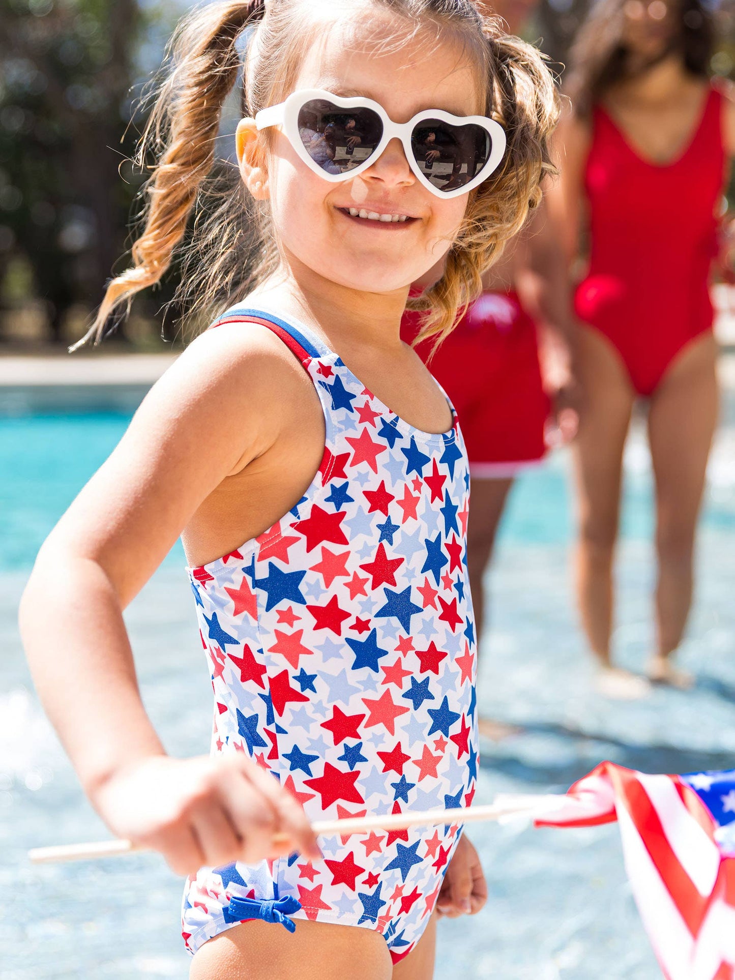 Shimmer Star Cross-Back One Piece Swimsuit