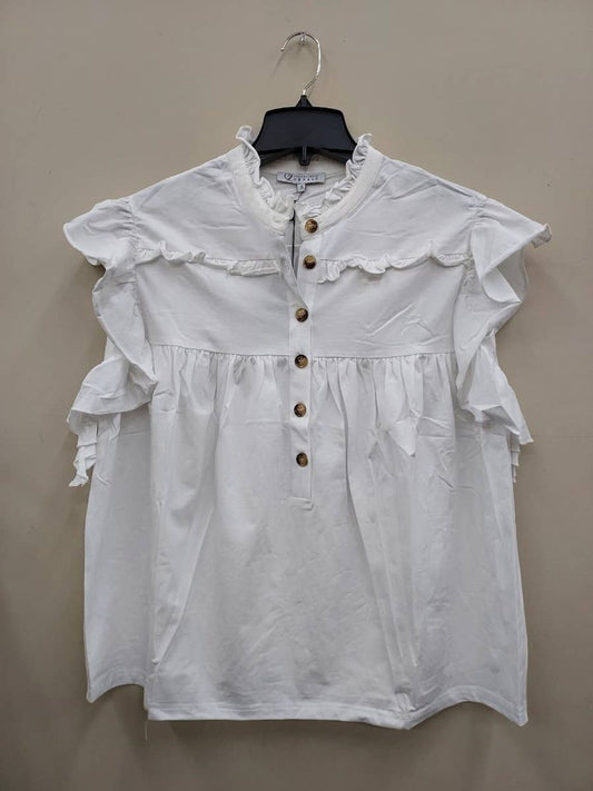 Ruffle detail button down casual top