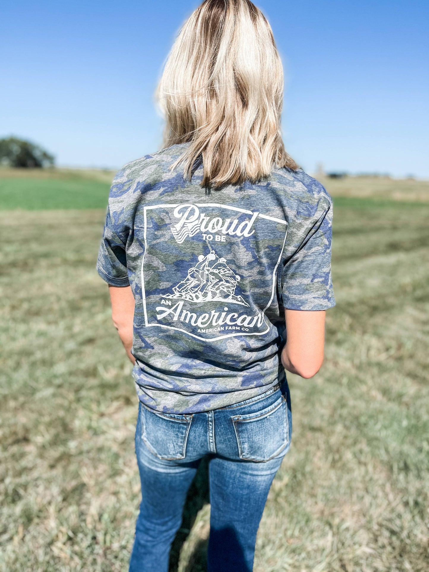 Patriotic ‘Proud American' Camo Graphic Tee