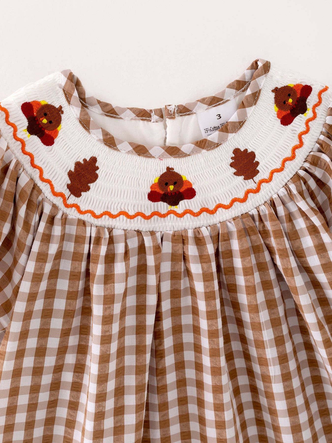 Thanksgiving Turkey Smocking Embroidered Girls Dress