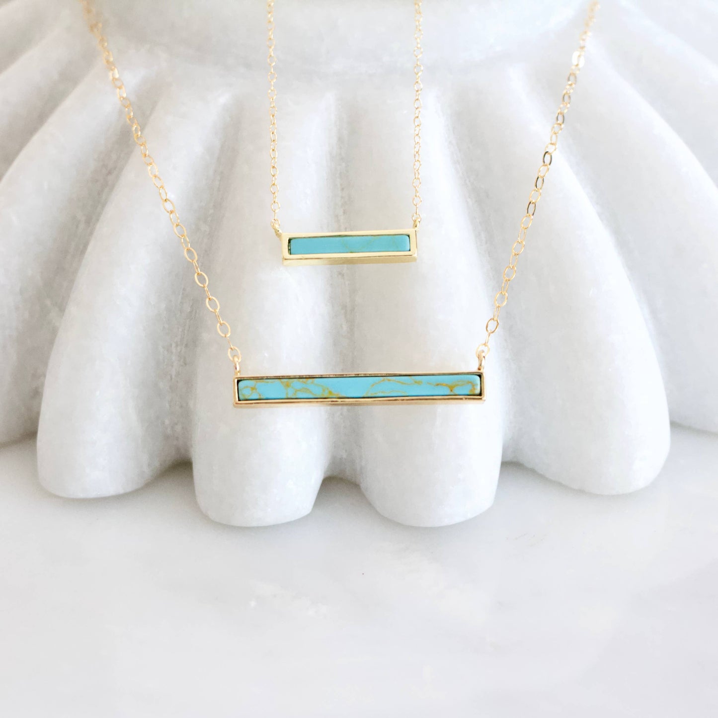 Turquoise, White Turquoise Bar Necklace