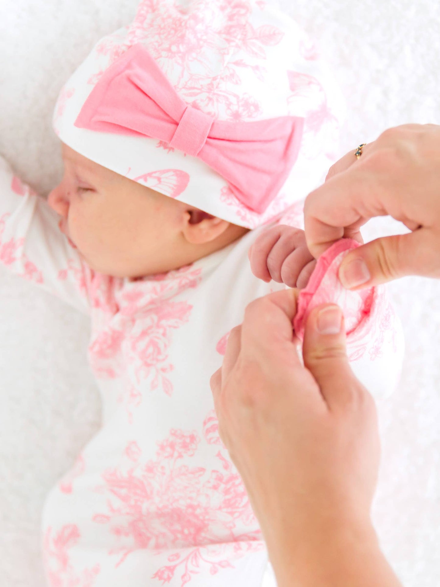 Bubblegum Pink Bamboo Ruffle Gown & Hat