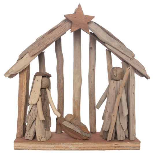 11.25" Driftwood Nativity Scene Christmas Décor - Coastal