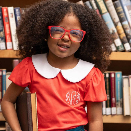 Peter Pan Puff Sleeve Tee - Red