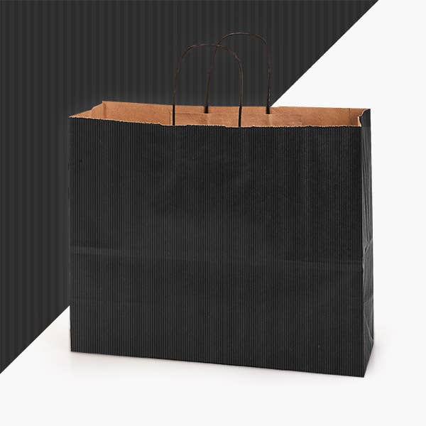 Recycled Shadow Stripe Kraft Paper Shopping Bags
